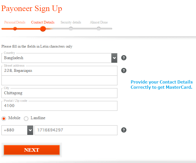 payoneer contact details