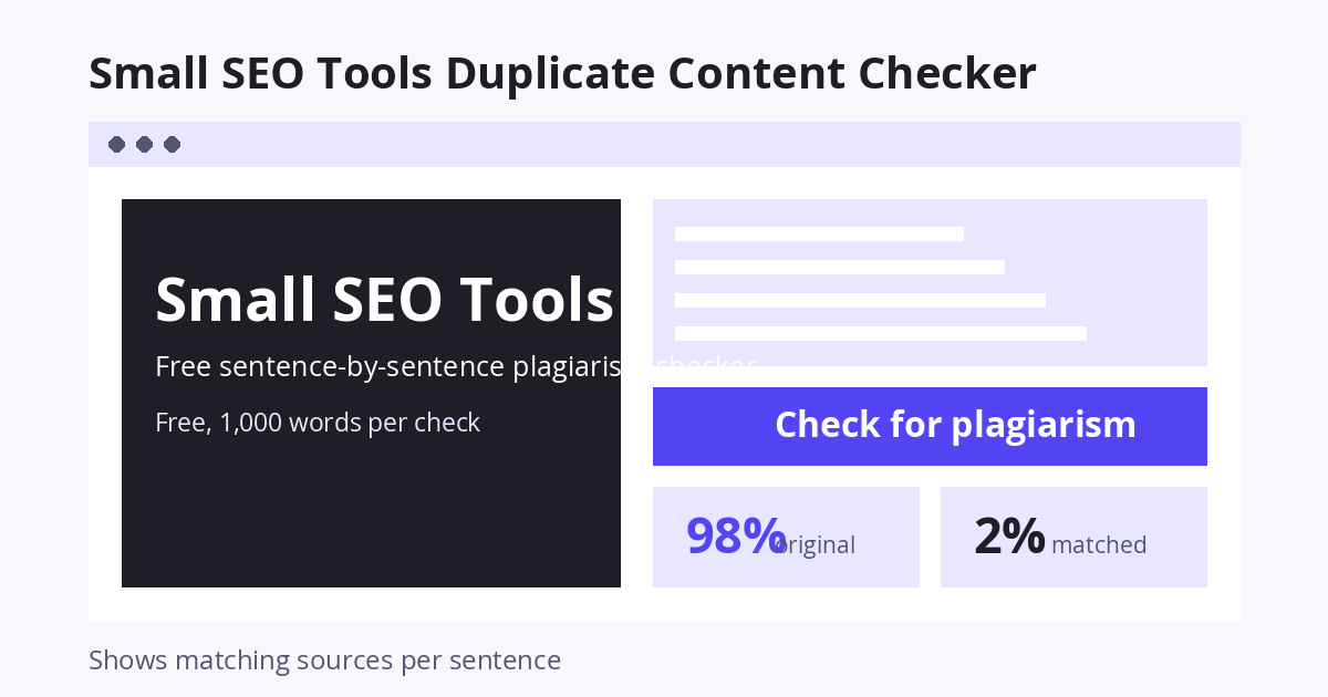 Small SEO Tools Plagiarism Checker duplicate content checker