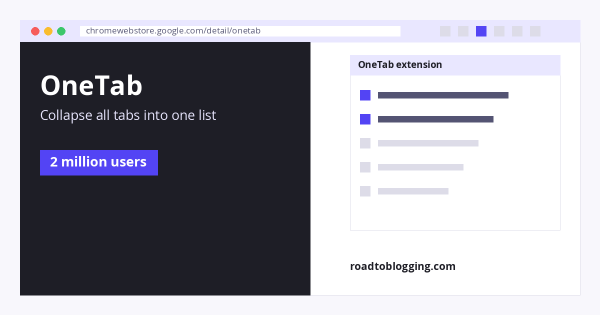 OneTab Chrome extension