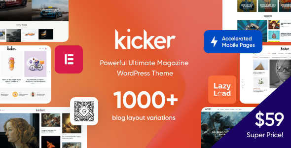 Kicker WordPress theme for tech blogs