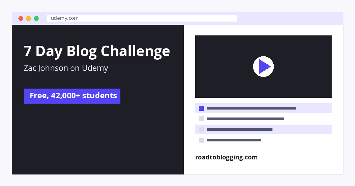 How to Start a Blog: 7 Day WordPress Blog Challenge (Udemy) online blogging course