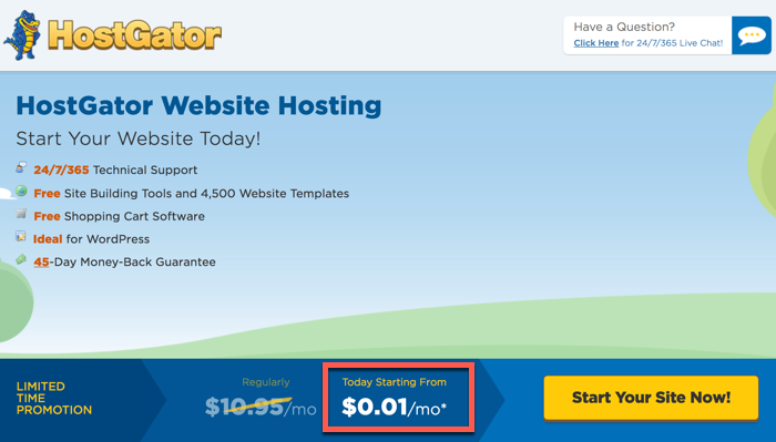 HostGator month-to-month hosting