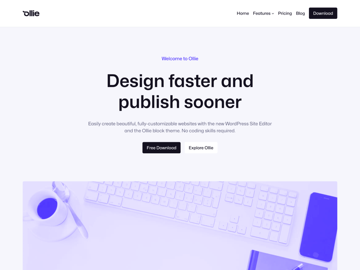 Ollie (Free block theme)